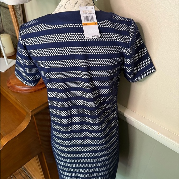 MICHAEL Michael Kors Mesh -Inset Striped Lace - Up Midi Dress NWT - Picture 7 of 11
